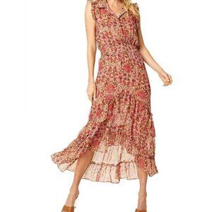 MISA Los Angeles Editha Sleeveless Tiered Midi Floral Dress Size Small